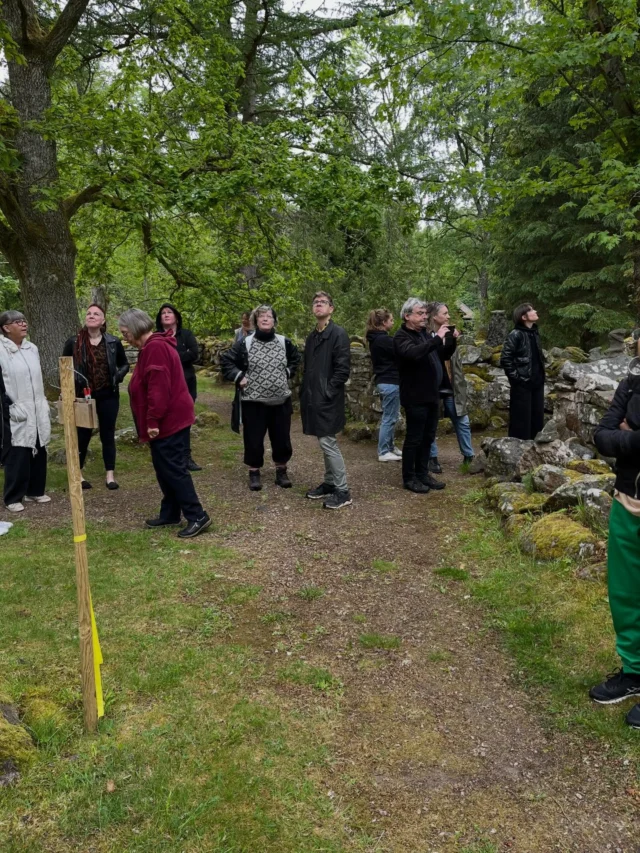 Lärarrådet flyttade ut i naturen till @alphems_arboretum. Guidad tur bland träd och stenar, lite regn, cyanotypier, ramslökssoppa och så en del planering förstås.